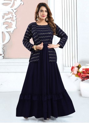 Fascinating Faux Georgette Embroidered Readymade Gown