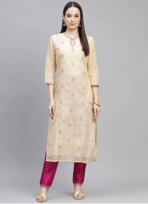 Fashionable Chanderi Embroidered Party Wear Kurti