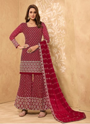 Faux Georgette Embroidered Rani Designer Pakistani Salwar Suit