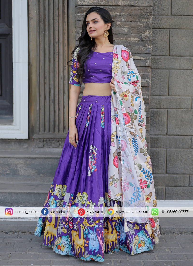 Festal Purple Silk Trendy Lehenga Choli