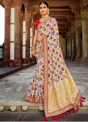 Flamboyant Fancy Fabric Patch Border Multi Colour Designer Traditional Saree