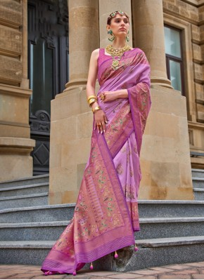 Flamboyant Silk Purple Weaving Trendy Saree