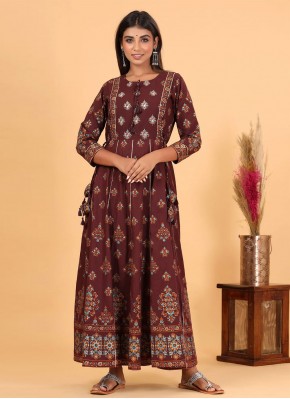 Floral Printed Cotton Readymade Gown