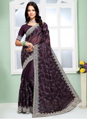 Floral Silk Embroidered Trendy Saree