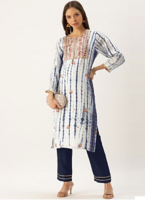Georgette Blue Embroidered Casual Kurti