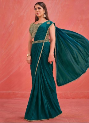 Georgette Contemporary Saree in Teal