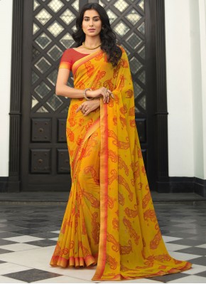 Georgette Contemporary Saree in Yellow