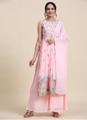 Georgette Designer Designer Salwar Suit in Rose Pink