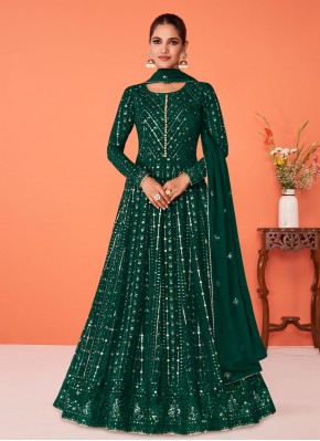 Georgette Green Designer Floor Length Salwar Suit