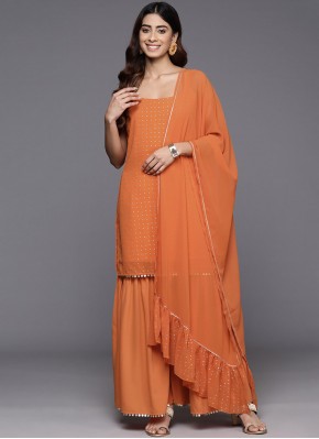Georgette Orange Readymade Salwar Suit