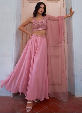 Georgette Pink Mirror Readymade Salwar Suit