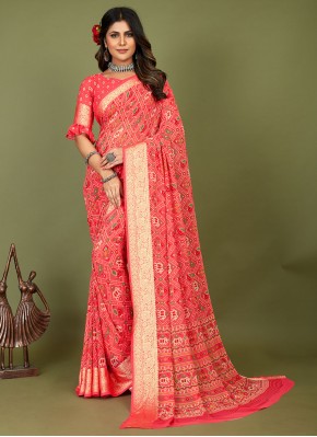 Georgette Rose Pink Contemporary Style Saree