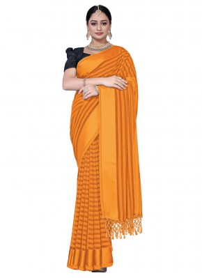 Georgette Satin Orange Weaving Classic Saree