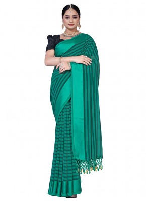 Georgette Satin Turquoise Traditional Saree