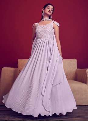 Georgette Thread Work Lavender Trendy Gown