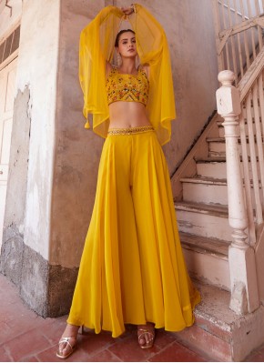 Georgette Trendy Salwar Kameez in Yellow