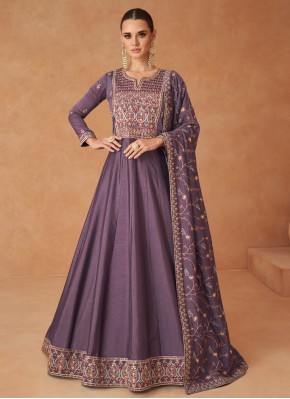 Gilded Mauve  Embroidered Designer Gown