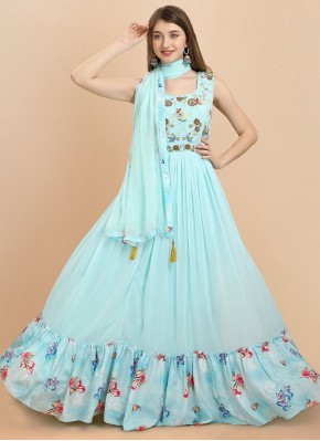 Glamorous Aqua Blue Readymade Gown
