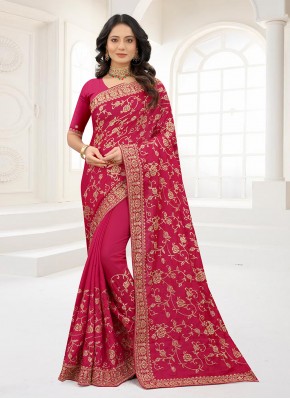Glamorous Satin Silk Rani Traditional Designer Saree