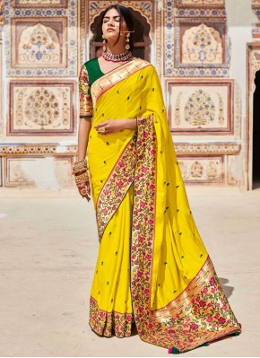 Glamorous Weaving Yellow Designer Traditional Saree