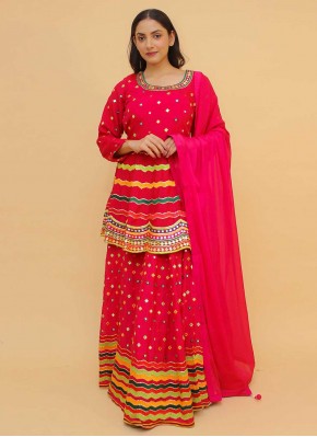 Gleaming Pink Sequins Art Silk Readymade Lehenga Choli
