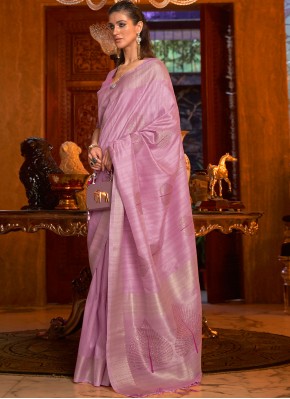 Glitzy Pink Fancy Handloom silk Classic Designer Saree