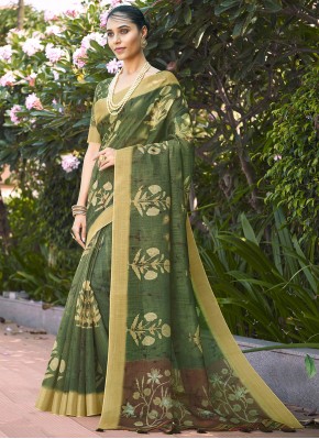 Glorious Digital Print Green Classic Saree