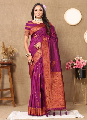 Glorious Silk Magenta Weaving Designer Saree