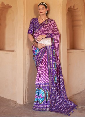 Glossy Patola Silk  Multi Colour Designer Saree