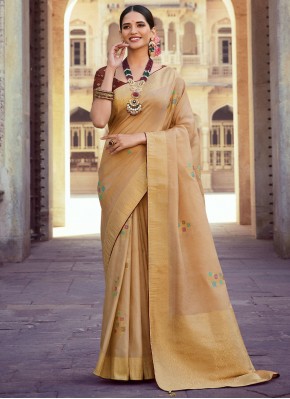 Gold Woven Engagement Trendy Saree