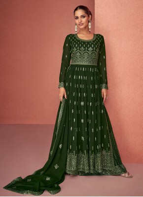 Graceful Green Embroidered Salwar Kameez