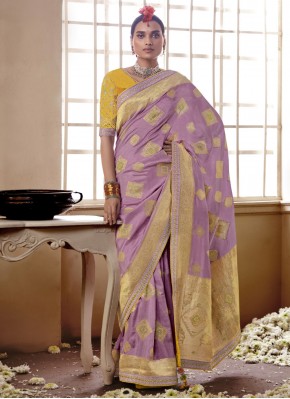 Graceful Purple Silk Designer Saree