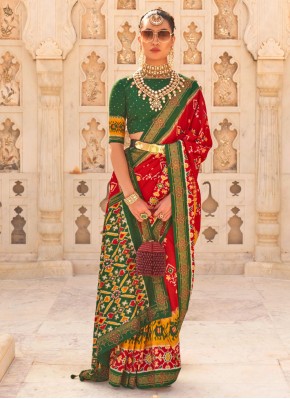 Green and Red Color Trendy Saree