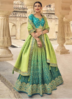 Green Banarasi Silk Reception Trendy Lehenga Choli