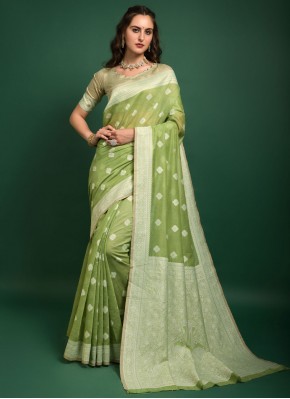 Green Banarasi Silk Weaving Classic Saree
