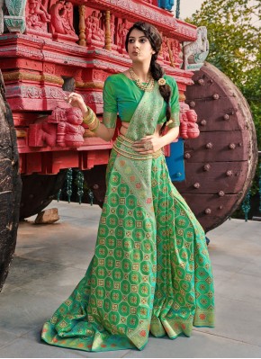 Green Ceremonial Banarasi Silk Traditional Designer Saree