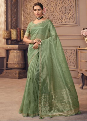 Green Color Contemporary Saree