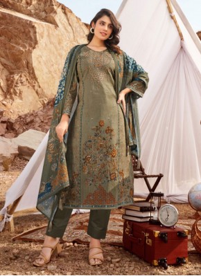 Green Cotton Lawn Digital Print Salwar Suit