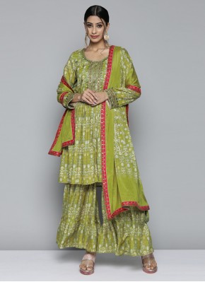 Green Digital Print Trendy Salwar Suit