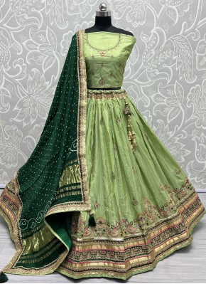 Green Embroidered Ceremonial Lehenga Choli
