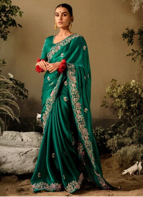 Green Embroidered Classic Saree