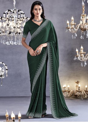 Green Embroidered Party Trendy Saree