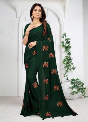 Green Embroidered Traditional Designer Saree