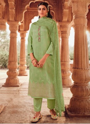 Green Jacquard Pant Style Suit