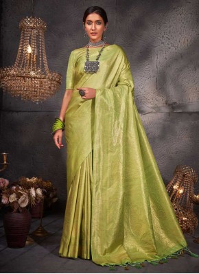 Green Kanjivaram Silk Woven Contemporary Saree