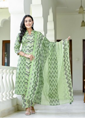 Green Printed Readymade Suit