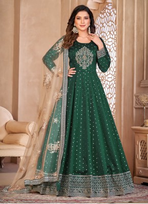 Green Sangeet Tafeta Silk Salwar Suit