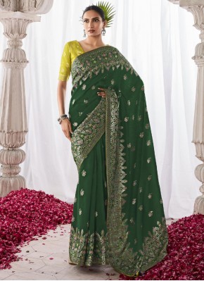 Green Silk Wedding Trendy Saree
