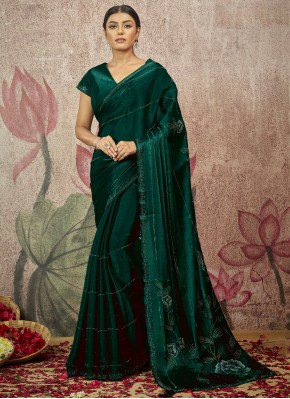 Green Swarovski Contemporary Style Saree