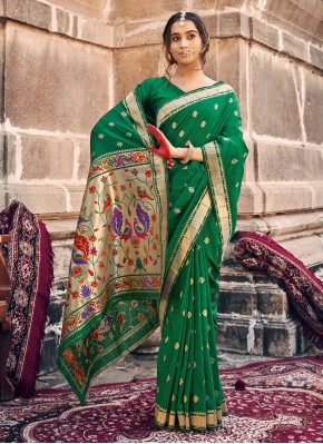 Green Weaving Banarasi Silk Classic Saree